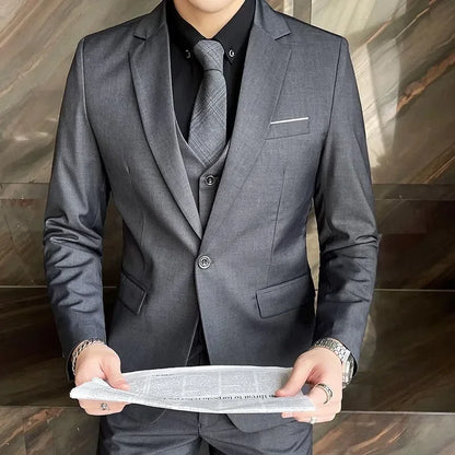 Three-Piece Slim Fit Formal Suit for Men – Business Style