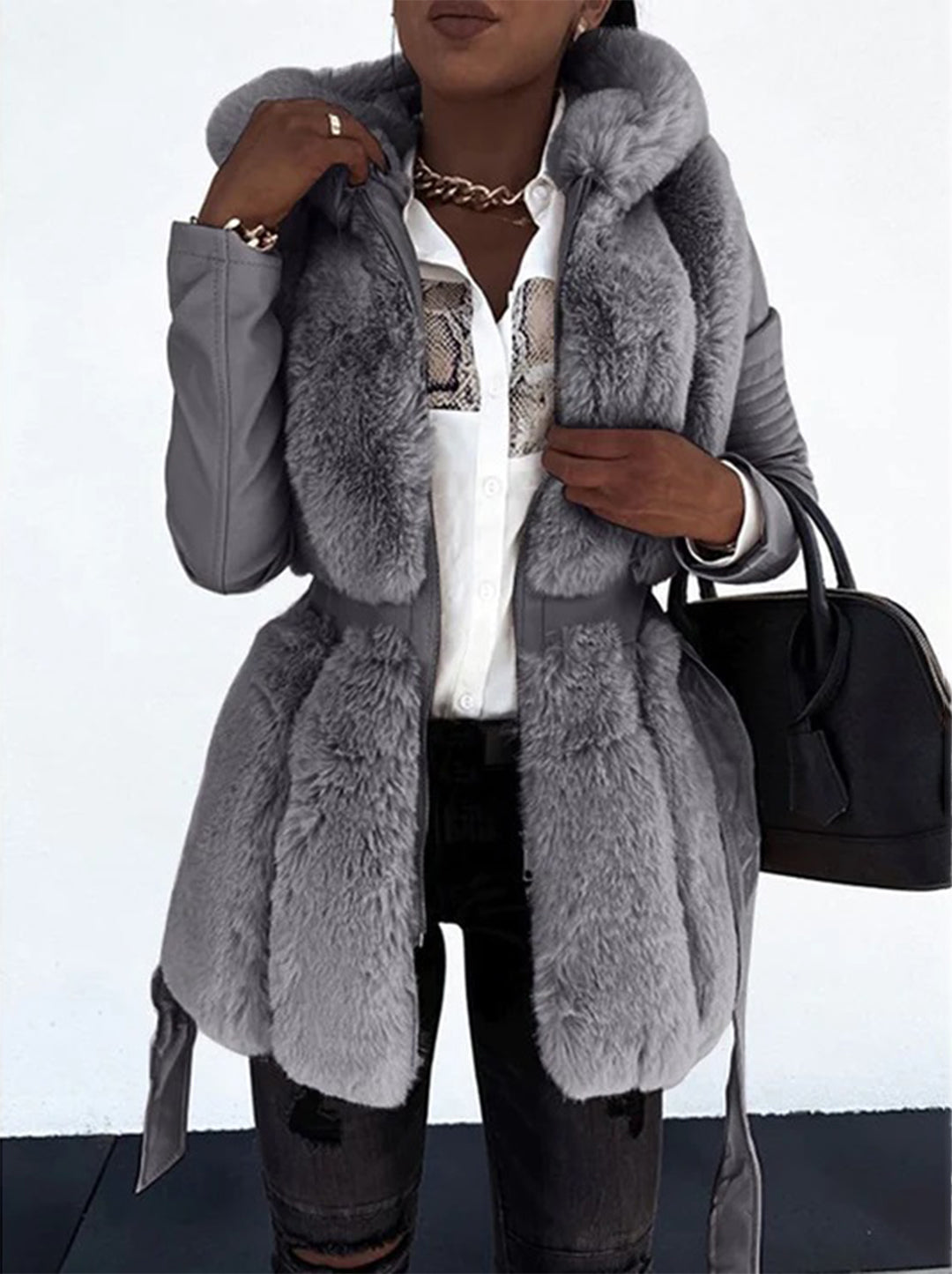 Deborah | Women's Timeless Stylish Faux Fur Winter Leather Jacket