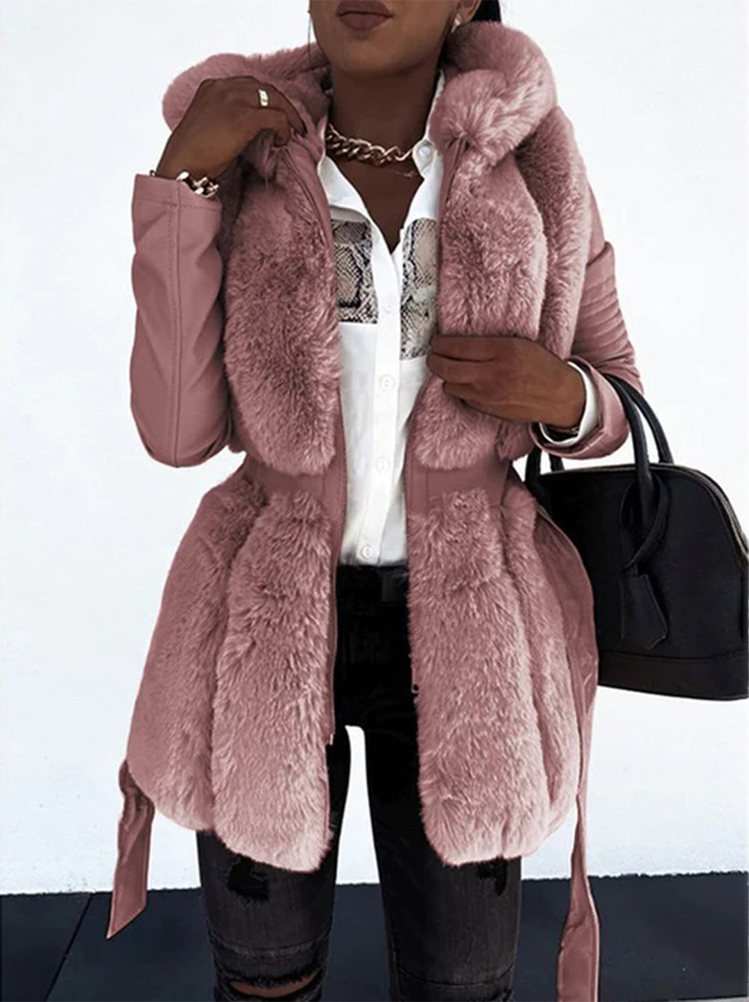 Deborah | Women's Timeless Stylish Faux Fur Winter Leather Jacket