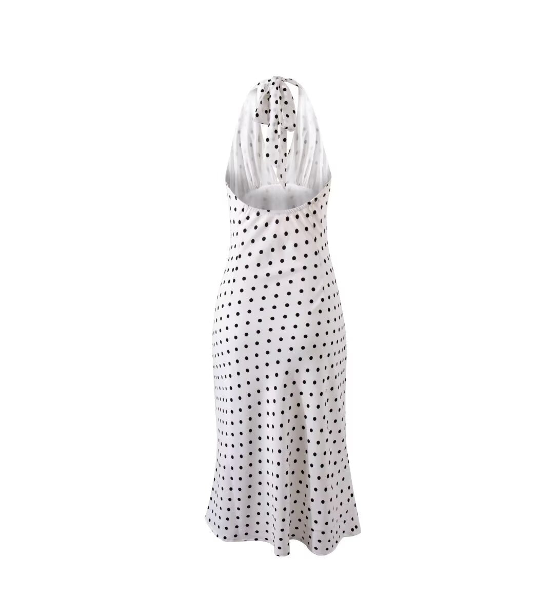 Polka Dot Halter Neck Midi Dress