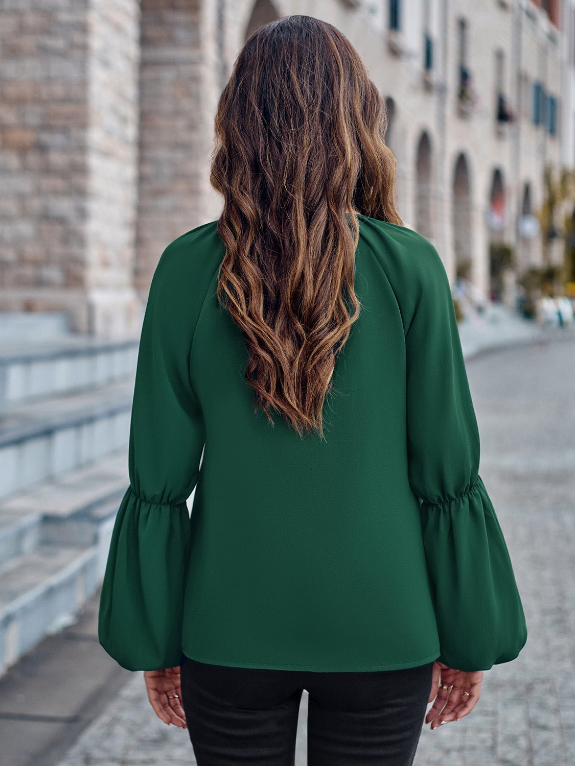 Top - Polyester Blend V Neck & Loose Layering Easy Fit