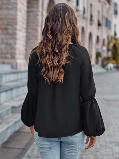Top - Polyester Blend V Neck & Loose Layering Easy Fit