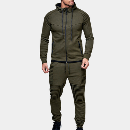 Men’s Casual Hooded Sweatshirt and Elastic Waist Pant Set