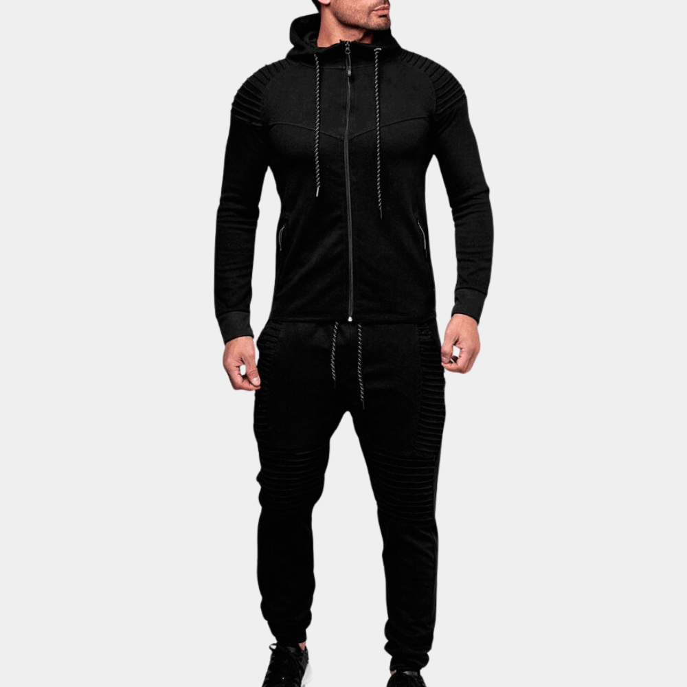 Men’s Casual Hooded Sweatshirt and Elastic Waist Pant Set