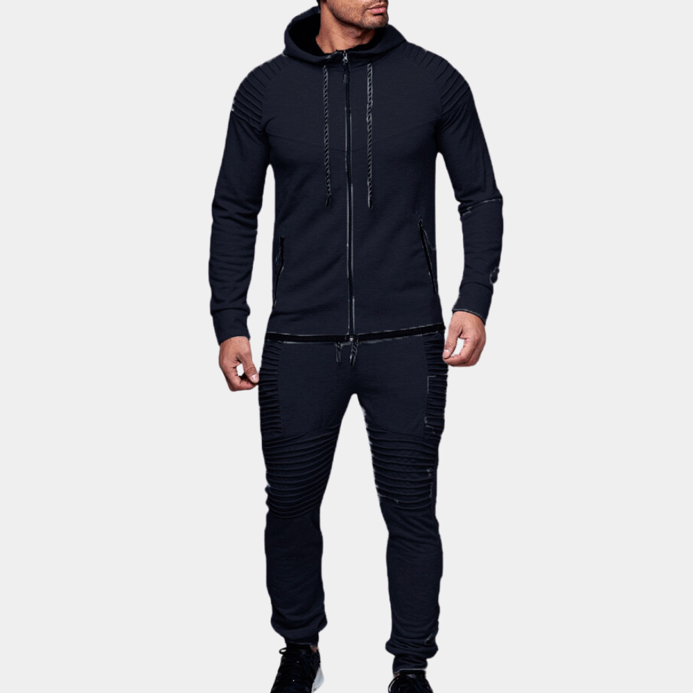 Men’s Casual Hooded Sweatshirt and Elastic Waist Pant Set