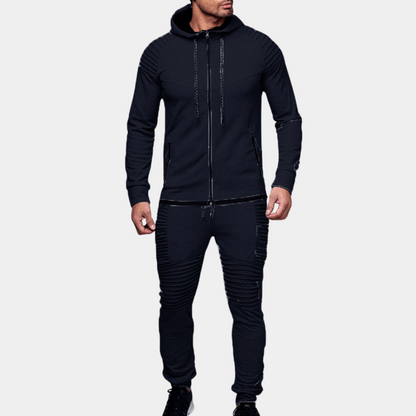 Men’s Casual Hooded Sweatshirt and Elastic Waist Pant Set