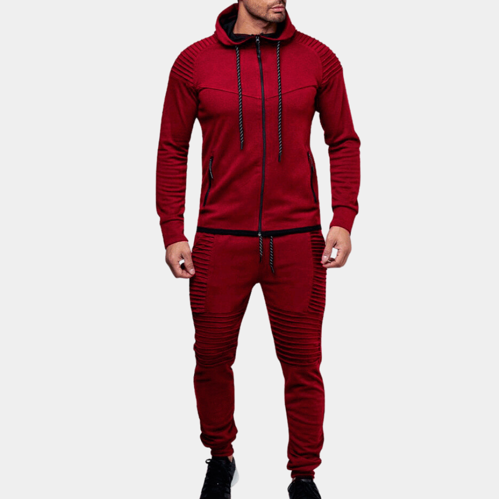 Men’s Casual Hooded Sweatshirt and Elastic Waist Pant Set