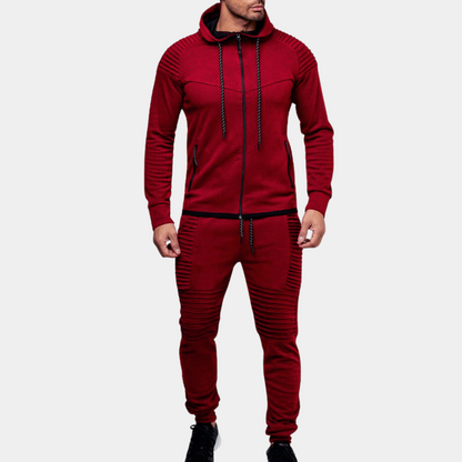 Men’s Casual Hooded Sweatshirt and Elastic Waist Pant Set
