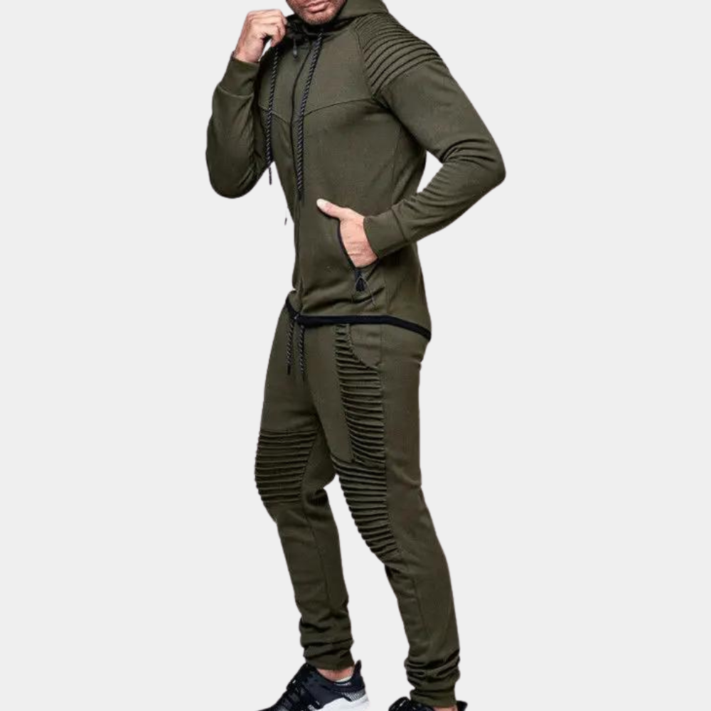 Men’s Casual Hooded Sweatshirt and Elastic Waist Pant Set