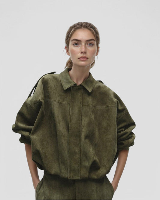 Women’s Faux Suede Collared Jacket