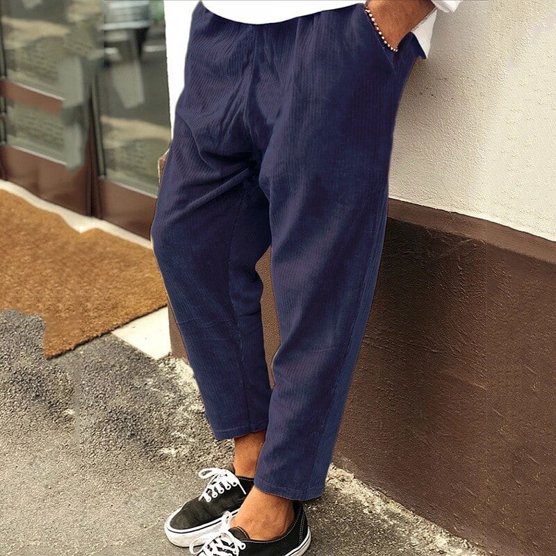 Trousers - Corduroy Blend Texture & Structured Shape