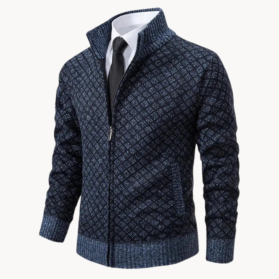 Men's Stylish Patterned Zip Up Sweater Jacket