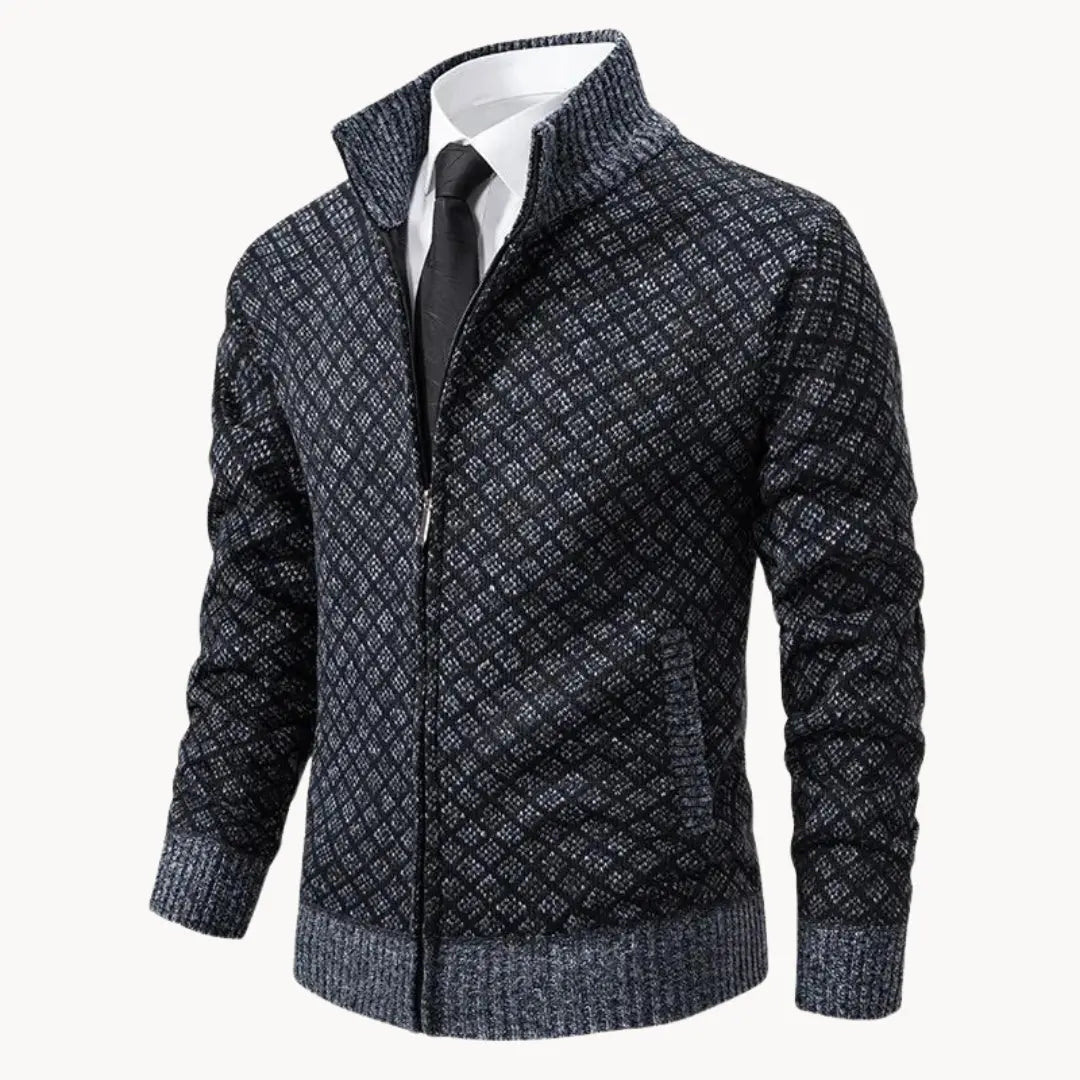 Men's Stylish Patterned Zip Up Sweater Jacket