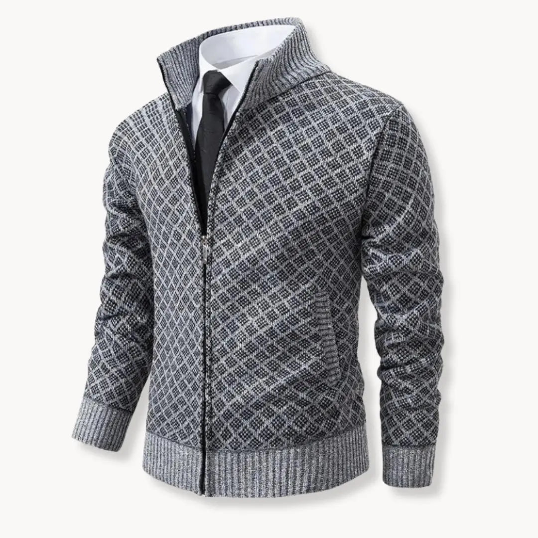 Men's Stylish Patterned Zip Up Sweater Jacket