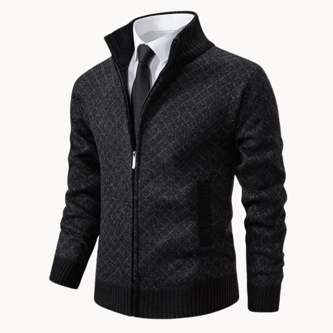 Men's Stylish Patterned Zip Up Sweater Jacket - BritishElegance