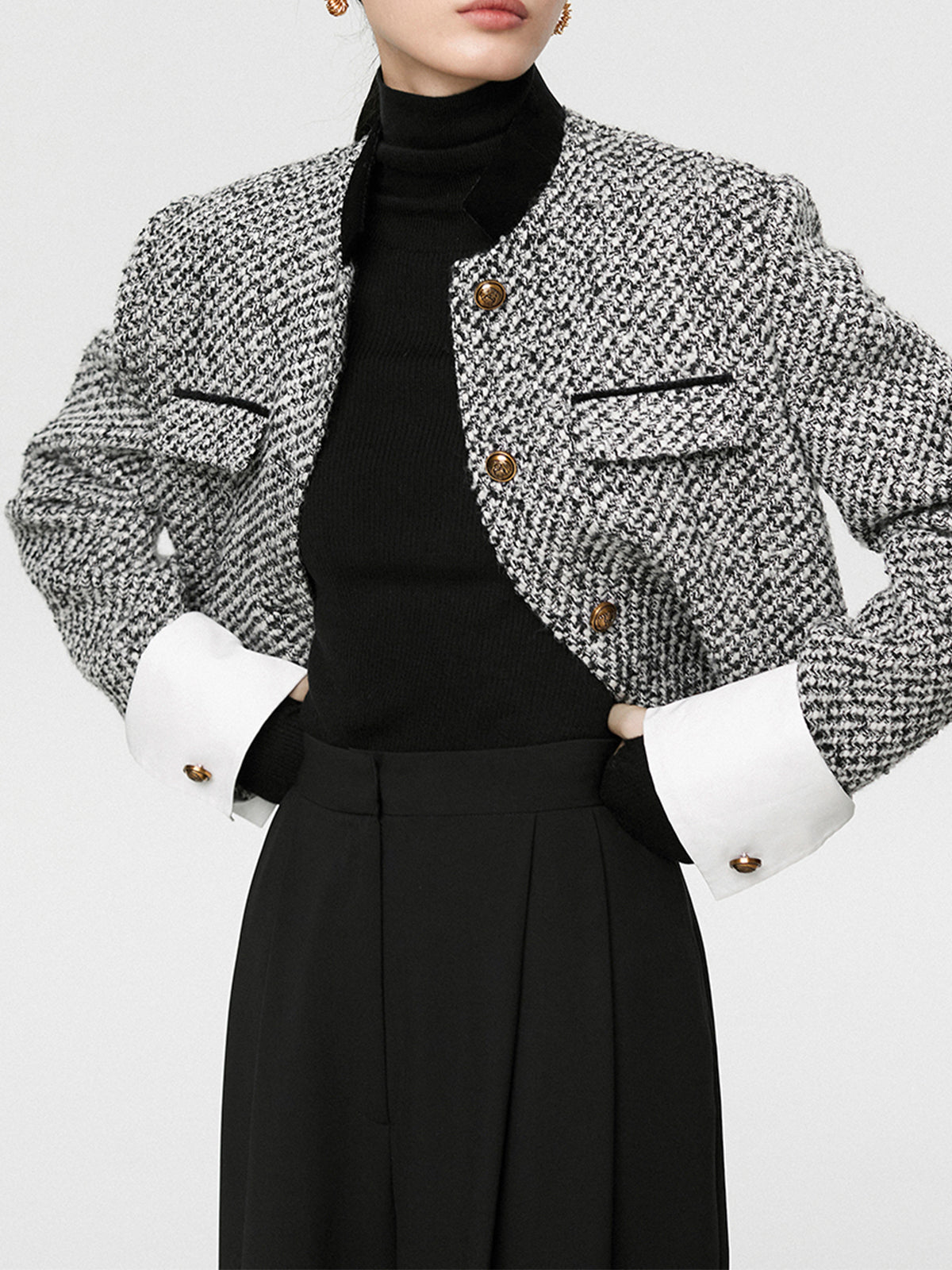 Candice | Chic Tweed Boucle Crop Blazer