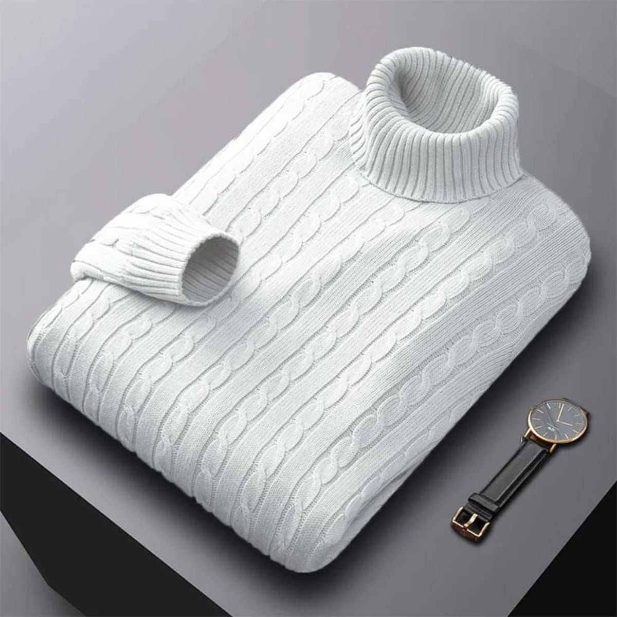 The Gattinara Men's Soft Elastic Knit Turtleneck Jumper