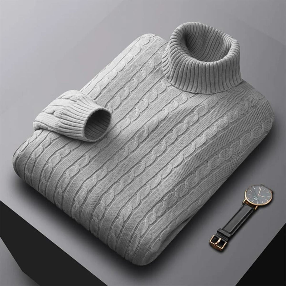 The Gattinara Men's Soft Elastic Knit Turtleneck Jumper