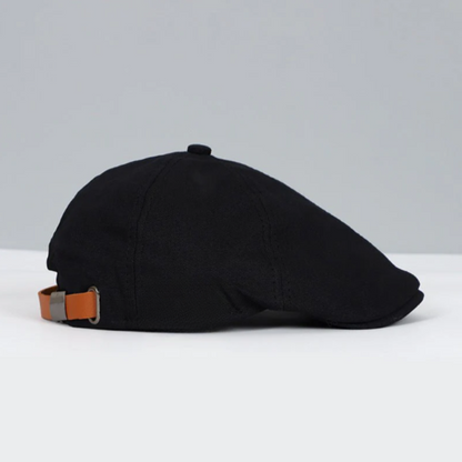 Unisex flat cap with curved flap and textured top