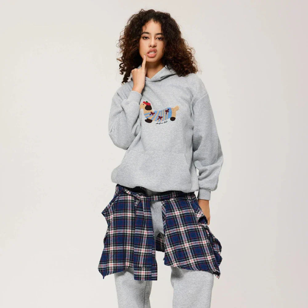 Casual Large Hooded Dog Graphic Sweatshirt