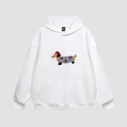 Casual Large Hooded Dog Graphic Sweatshirt