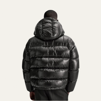 Men’s Glossy High Warmth Hooded Puffer Jacket