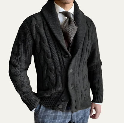 Men’s Cable Knitted Shawl Collar Cardigan