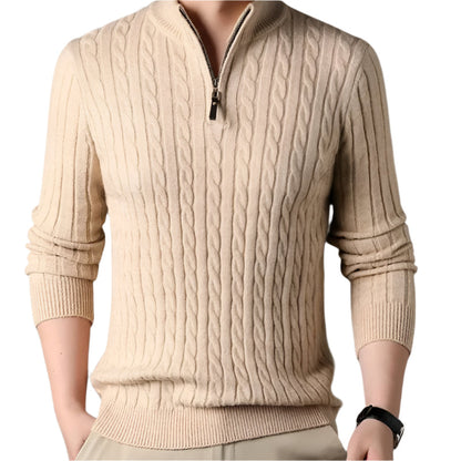 The Wells Cable-knit Quarter Zip Jumper