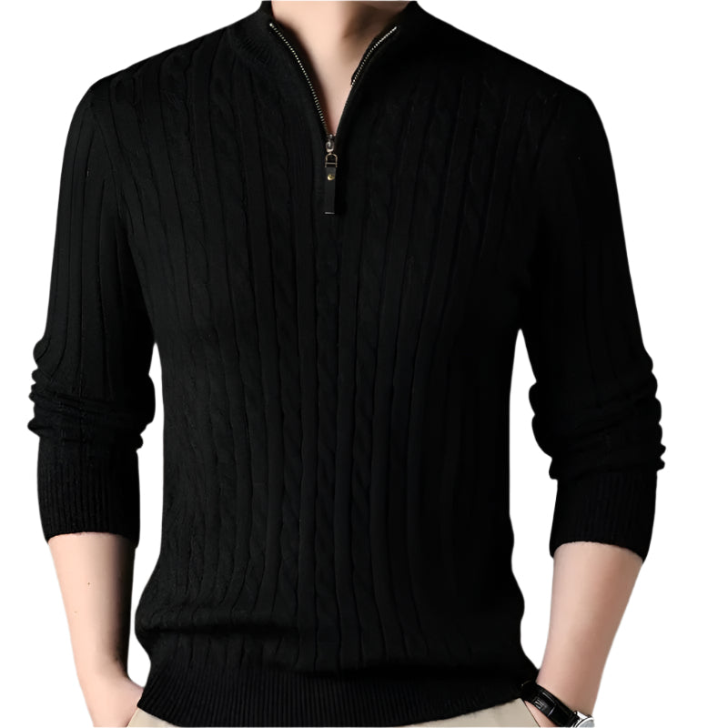 The Wells Cable-knit Quarter Zip Jumper