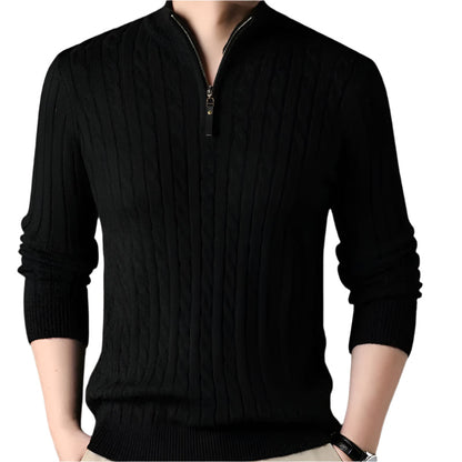 The Wells Cable-knit Quarter Zip Jumper