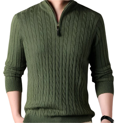 The Wells Cable-knit Quarter Zip Jumper