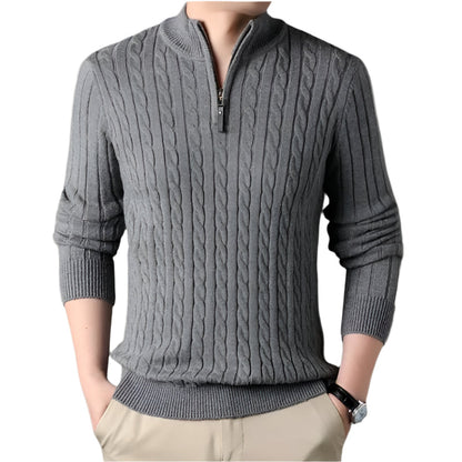 The Wells Cable-knit Quarter Zip Jumper