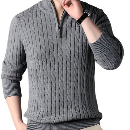 The Wells Cable-knit Quarter Zip Jumper