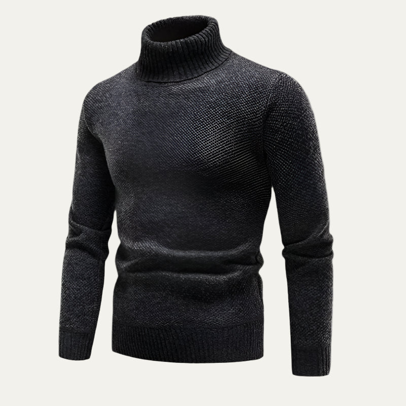 Men’s Fitted Micro Textured Turtleneck Sweater