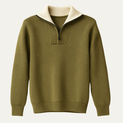 Men’s Ribbed Quarter Zip Knit Sweater