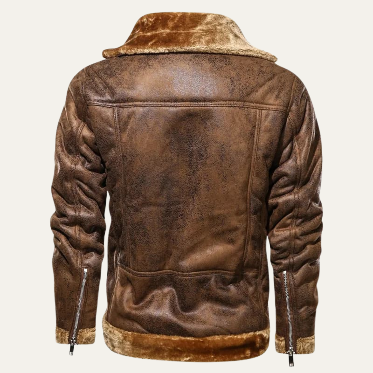 Men’s Faux Suede Shearling Biker Jacket