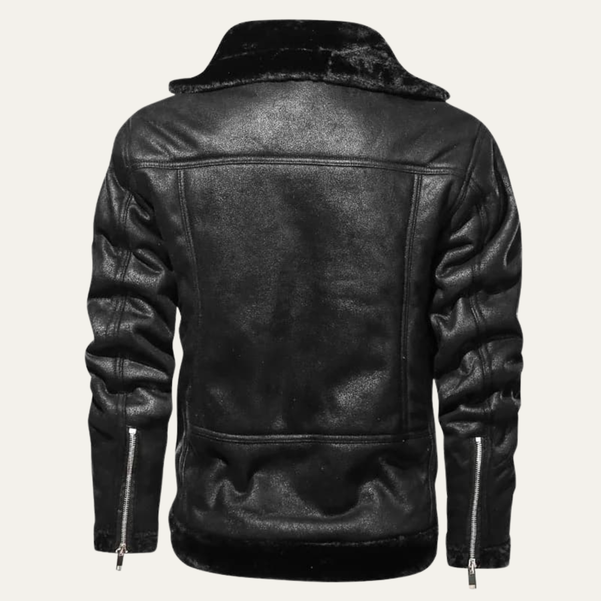 Men’s Faux Suede Shearling Biker Jacket