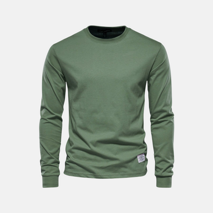 Men's Long Sleeve Cotton T-Shirt – Casual Autumn Crew Neck Top