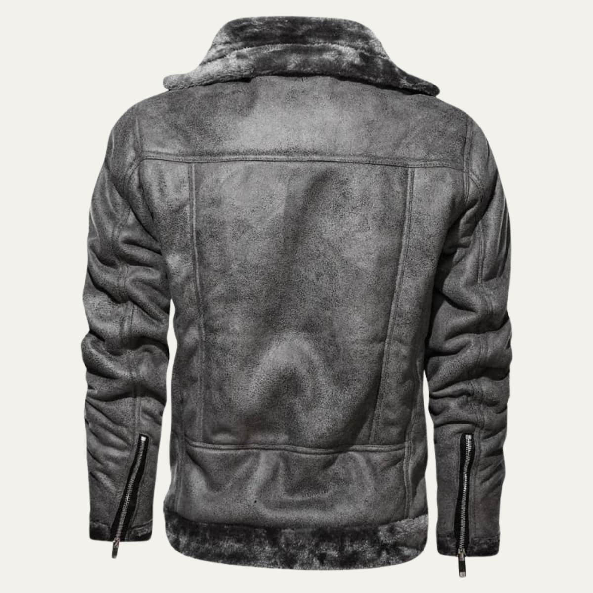 Men’s Faux Suede Shearling Biker Jacket
