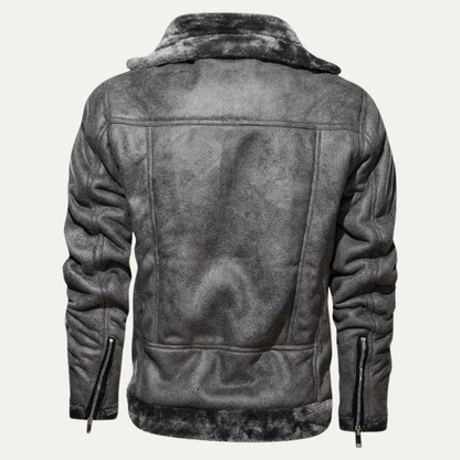 Men’s Faux Suede Shearling Biker Jacket
