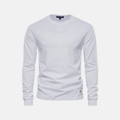 Men's Long Sleeve Cotton T-Shirt – Casual Autumn Crew Neck Top