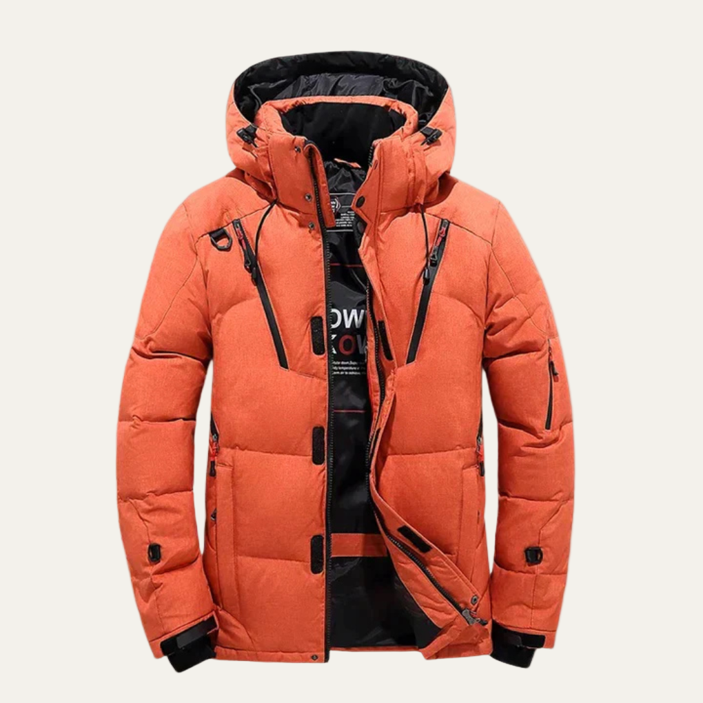 Men’s Heavy Duty Quilted Puffer Jacket with Detachable Hood