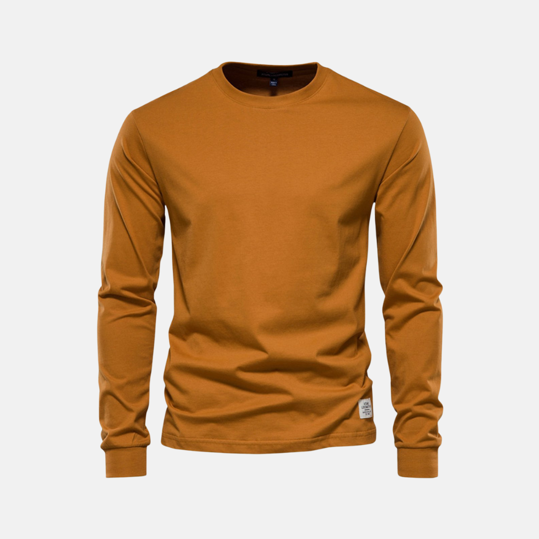 Men's Long Sleeve Cotton T-Shirt – Casual Autumn Crew Neck Top