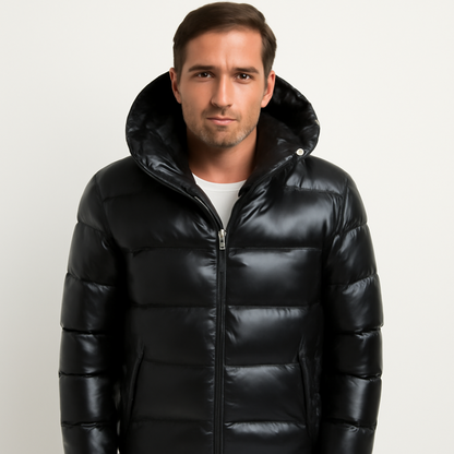 Men’s Winter Glossy Hooded Puffer Jacket