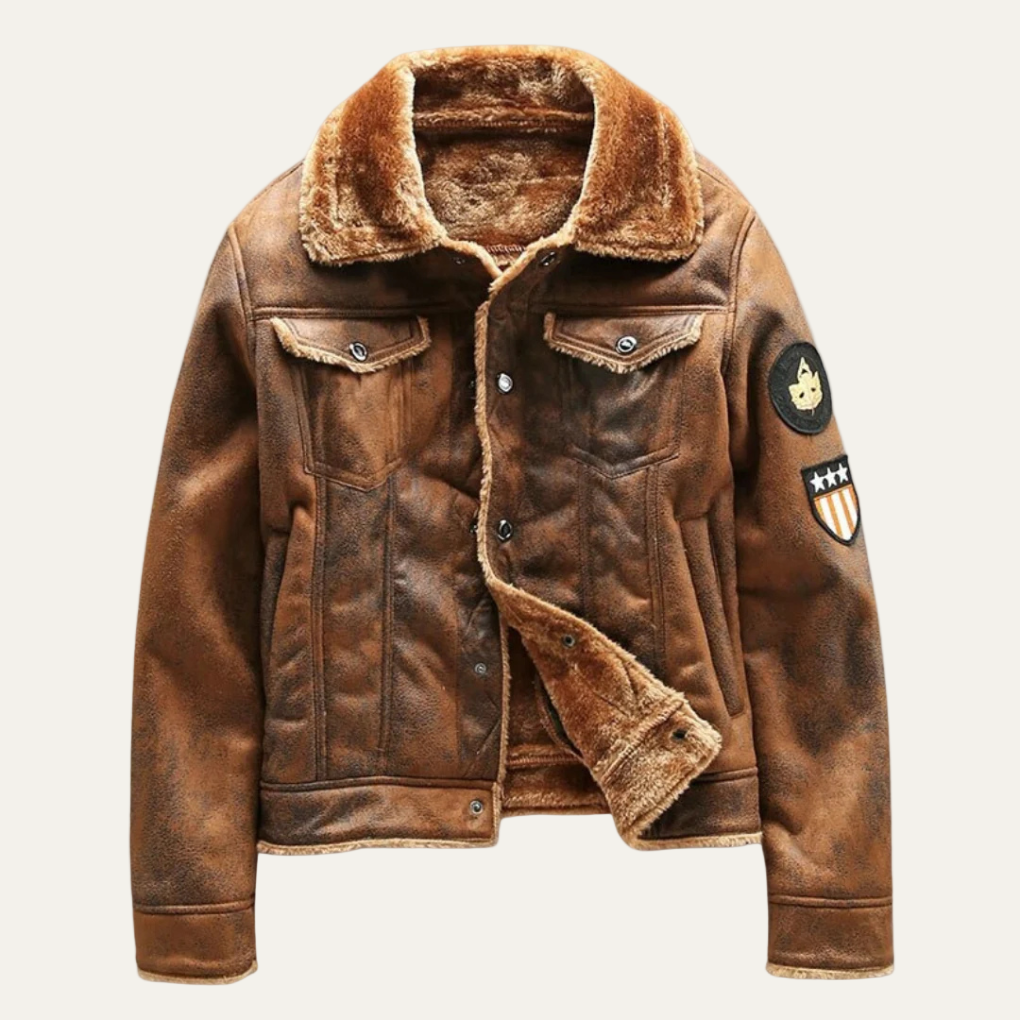 Men’s Shearling Lined Suede Trucker Jacket