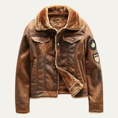 Men’s Shearling Lined Suede Trucker Jacket
