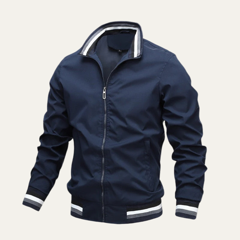 Men’s Sporty Ribbed Trim Bomber Jacket