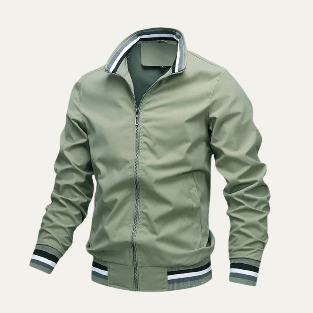Men’s Sporty Ribbed Trim Bomber Jacket