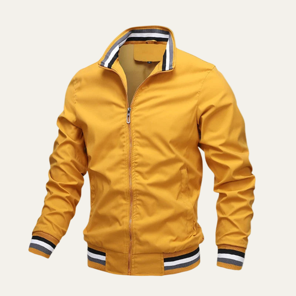 Men’s Sporty Ribbed Trim Bomber Jacket