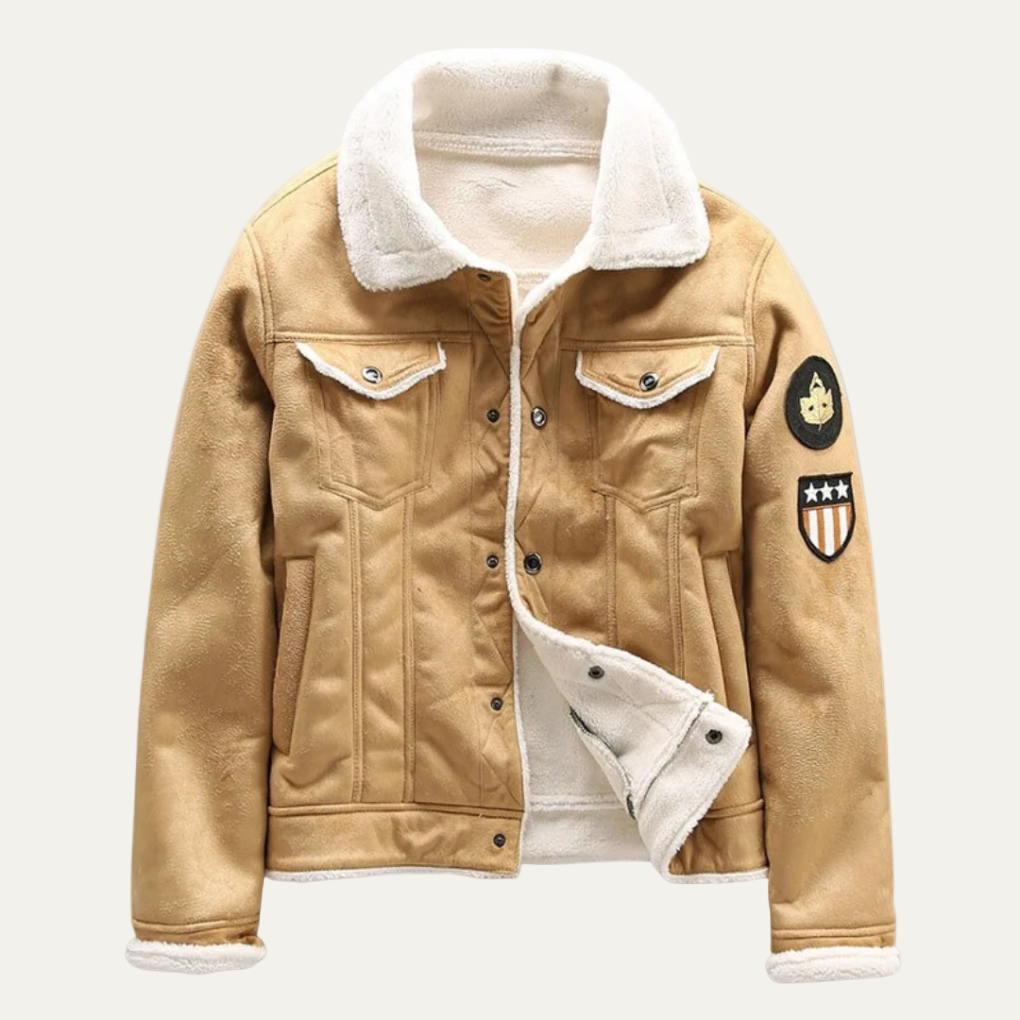 Men’s Shearling Lined Suede Trucker Jacket